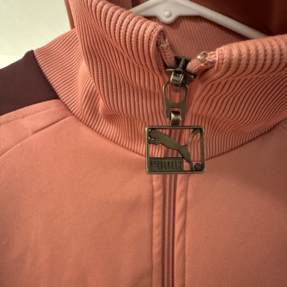 Puma Women's Pink/Maroon Stripe Jacket High Neck Althletic Jacket - Picture 2 of 5
